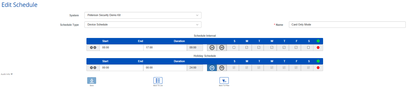 Card Only Mode Schedule