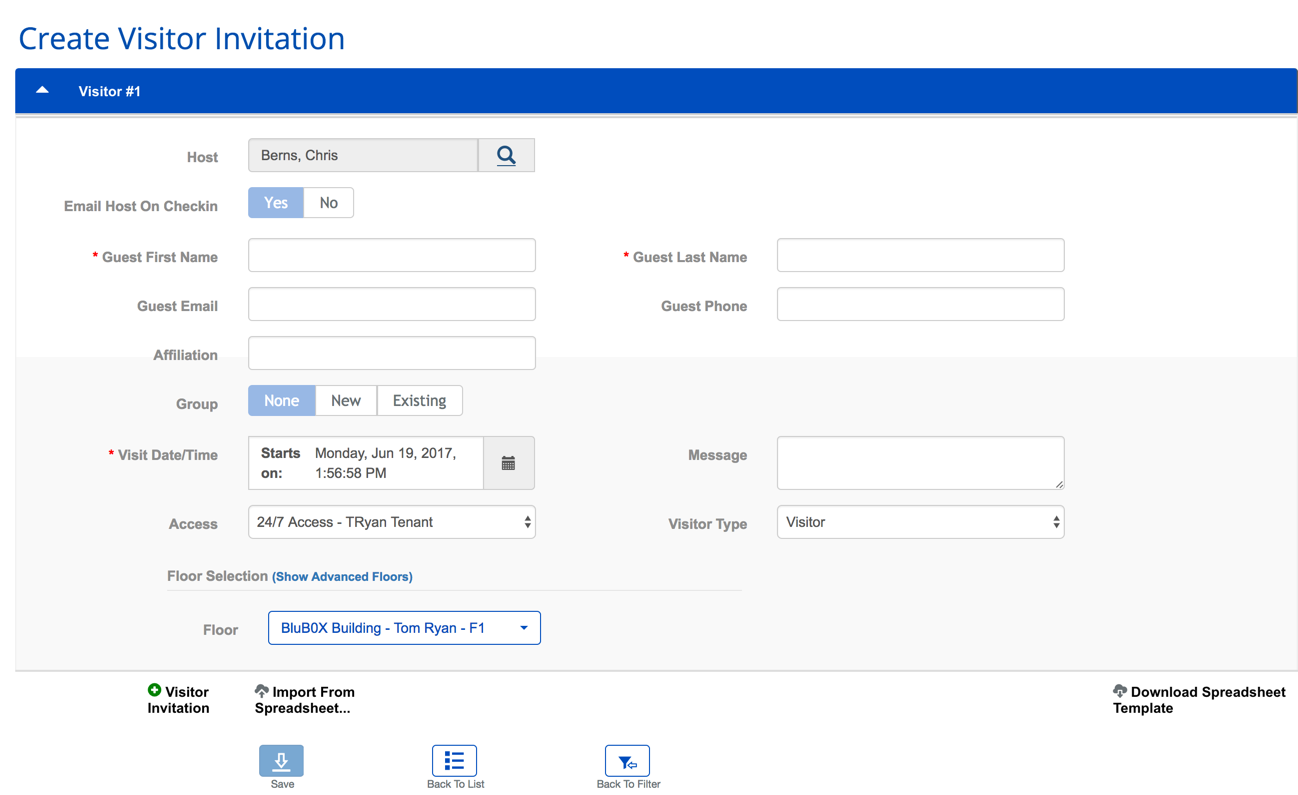 Create Visitor Request