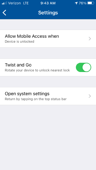 HID Mobile Application settings