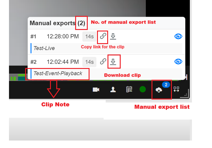 Manual exports panel