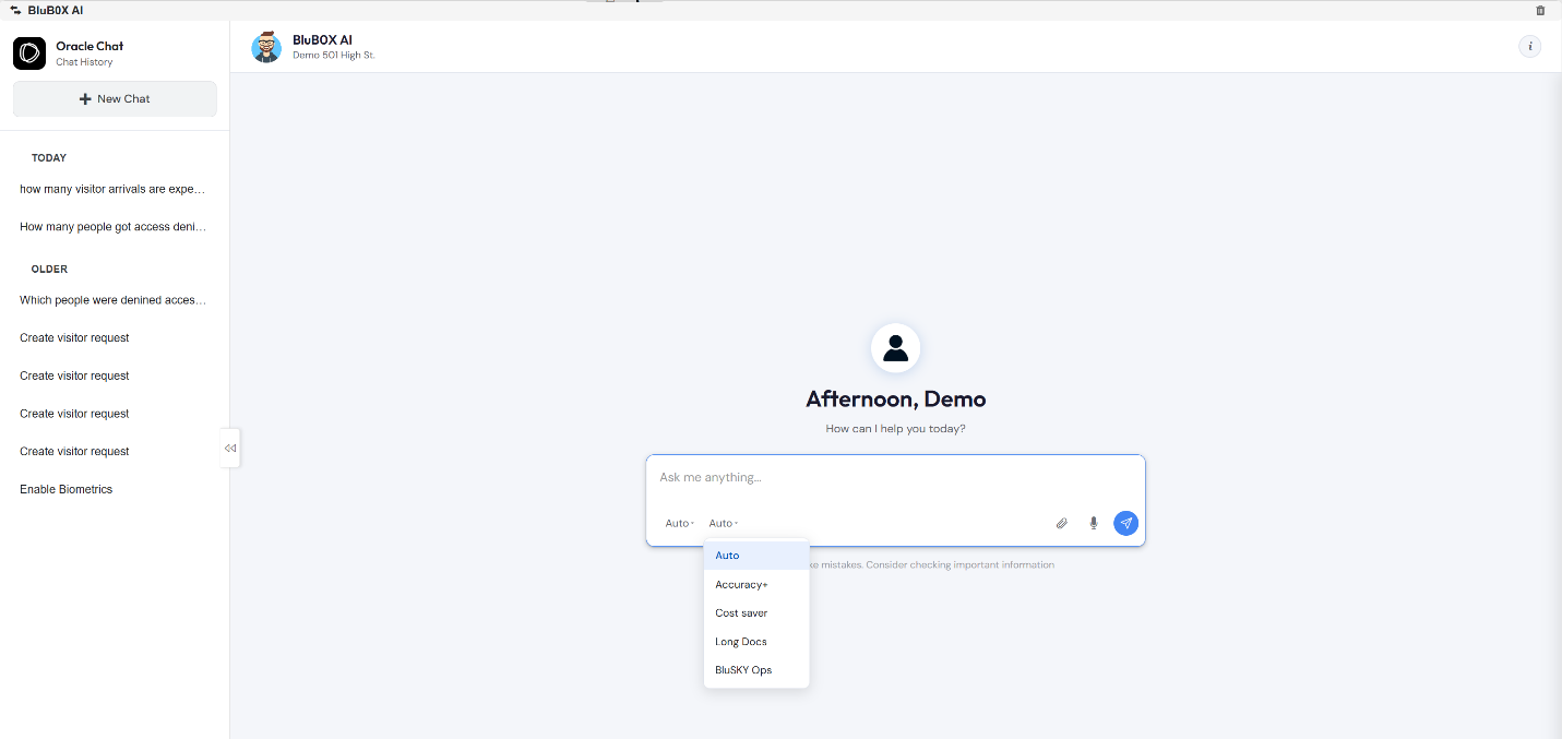 Redesigned Oracle Chat interface