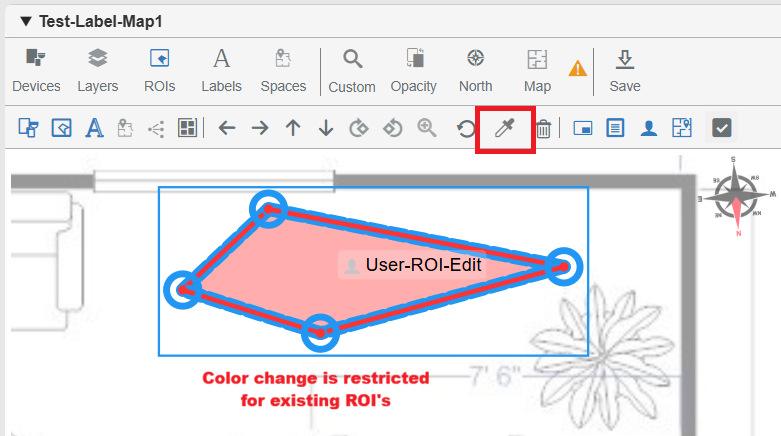 Color change is restricted for existing ROIs